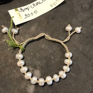 Hemp and pearl bracelet